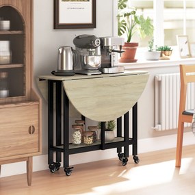 HOMCOM Składany stół, stół z funkcją składania i otwartą półką, mobilny stół kuchenny do jadalni, małych przestrzeni, naturalny | Aosom PL