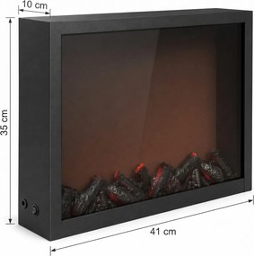 Kominek dekoracyjny LED, metalowy, 10 x 41 x 35 cm