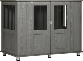 PawHut Buda dla psa z oknem Szara 116x60x87cm Przestronna i komfortowa | Aosom PL