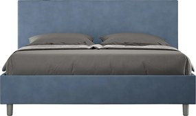 Łóżko wyposażone w stelaż z listwami tapicerowane 160x210 microfibra Niebieski Adele