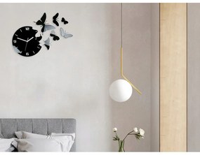 Zegar ścienny nowoczesny do salonu lub sypialni akrylowy czarny z motylami