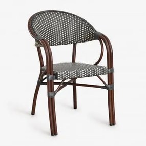 Krzesło Do Jadalni Brielle Bistro Stackable Aluminum Z Podłokietnikami Grafitowa Szarość - Gardenia Biel - Sklum