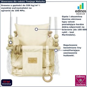 Drewniana huśtawka edukacyjna dla dziecka ecru H1-C19