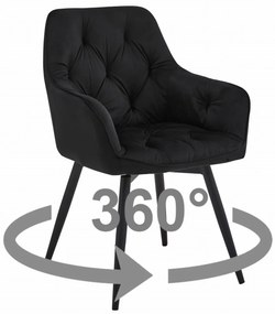 Obrotowe krzesło jadalniane JORK360 VELVET, czarne