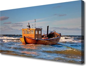 Obraz canvas Samotna Łódź na Horyzoncie