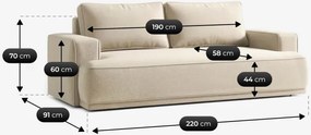 Sofa z Funkcją Spania CAMELIA Kremowa Boucle Nowoczesna