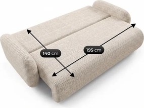 Sofa VIDI Rozkładana Dwuosobowa Beżowa Szenil Japandi