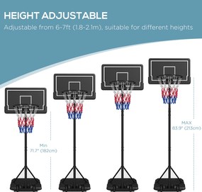 SPORTNOW Kosz do Koszykówki z Podstawą Regulowany 220-250cm | Aosom PL