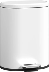 HOMCOM Kosz na śmieci 12 l, kosz pedałowy z pokrywą, pedał nożny, wkład wewnętrzny, funkcja soft-close, 30 x 25,5 x 37,5 cm, biały