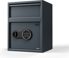 Sejf depozytowy z wrzutnią, elektroniczny zamek na kod, na pieniądze i dokumenty, 345x455x300 mm: CEDRIC