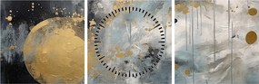 Obraz - Abstrakcja ze złotą kulą (z zegarem) (90x30 cm)