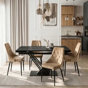 Stół Rozkładany Prostokątny REX 160-220 cm Czarny do Jadalni Loft