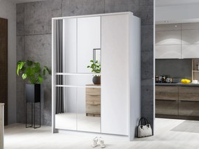 Szafa Przesuwna RUMBLE 151 cm z Lustrem Szafa Dwudrzwiowa Biała