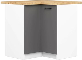 Szafka kuchenna AKORD S90 narożna z blatem system OLIWIA Biała 90 cm 2 drzwi kolor Grafit Szary mat 2 półki 90x46x85 cm