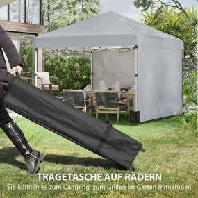 Outsunny Pawilon składany, dwie boczne ściany, torba transportowa, rama stalowa, jasnoszary, 3 x 3 x 2,7 m