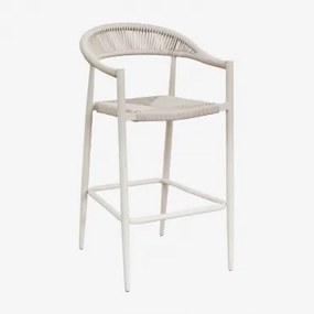 Pack 2 Wysokich Stołków 75 Cm Z Aluminium I Syntetycznego Rattanu Amatria Kremowa Tapioca - Sklum