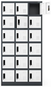 Skrytkowa szafa socjalna KAROL, 900 x 1850 x 400 mm, antracytowo-biała