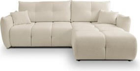 Masseno Narożnik MODA z funkcją spania i pojemnikiem na pościel Narozniki L, Rozkładana sofa - Kremowy, SICURO 55