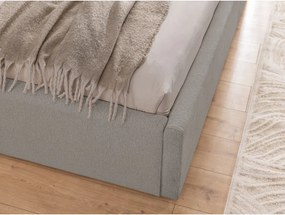 Jasnoszare tapicerowane łóżko dwuosobowe ze schowkiem i stelażem 180x200 cm Cille – Ropez