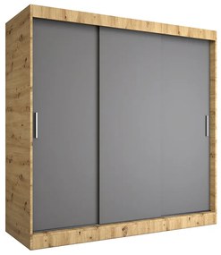 Szafa przesuwna 200 cm dąb artisan + antracyt - Erco 6X