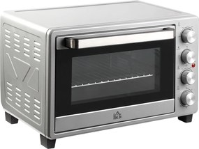 HOMCOM Minipiekarnik 32 l elektryczny piekarnik mini trzy poziomy z płytami grzewczymi kolor srebrny