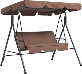 Outsunny Huśtawka ogrodowa 3-osobowa Hollywood, odporna na warunki atmosferyczne, regulowane dach, 172 x 110 x 153, Brązowa
