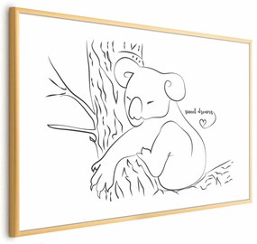 Plakat Śpiący koala 42x29,7 cm z ramą złotą bez marginesu ARTGEIST B