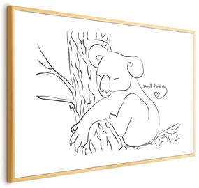 Plakat Śpiący koala 42x29,7 cm z ramą złotą bez marginesu ARTGEIST B