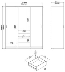 Szafa w dekorze dębu z drzwiami przesuwnymi w naturalnym kolorze 177x200x60 cm Naia – Tvilum