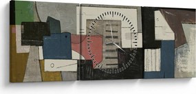 Obraz - Abstrakcja, kubizm (z zegarem) (90x30 cm)