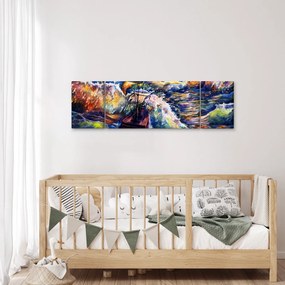 Obraz - Statek na falach oceanu, akwarela (170x50 cm)