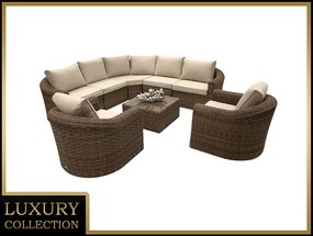Rattanowy zestaw narożny modułowy BORNEO LUXURY dla 7 osób (brązowy)