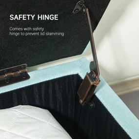 HOMCOM Ławka z Przestrzenią do Przechowywania, Poliester w Wyglądzie Lnu, Drewno Kauczukowe, 100 x 40 x 44 cm, Zielony