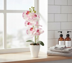 Storczyk w Doniczce Orchidea 37 cm Kwiat Sztuczny Biały Doniczkowy Ozdobny