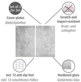Płyty ochronne na kuchenkę ze szkła hartowanego zestaw 2 szt. 52x30 cm Concrete – Allstar