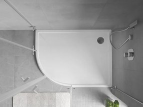 Mexen Flow brodzik półokrągły asymetryczny slim prawy 100 x 90 cm, biały połysk - 46Q109010R
