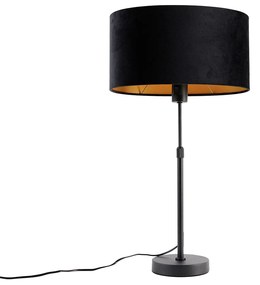 Lampa stołowa czarna z owalnym aksamitnym abażurem, 35 cm - Parte Nowoczesny Oswietlenie wewnetrzne