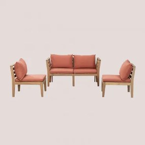 4-częściowa Modułowa Sofa Ogrodowa Z Podłokietnikami Z Drewna Akacjowego Filips Terracota - Sklum