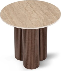 Stolik Kawowy ALMERIA 50 cm Trawertyn/Orzech Nowoczesny