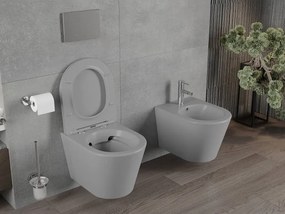 Mexen Rico miska wc Rimless z deską wolnoopadającą slim, duroplast, szara jasna mat - 30724061