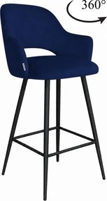 Hoker Milano krzesło barowe tkanina Welur podstawa metalowa : Kolor nogi - Czarna stożek, Kolor tkaniny - VELVET - MG16, Typ siedziska - Siedzisko obrotowe 360°