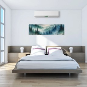 Obraz - Leśny krajobraz z mgłą (170x50 cm)
