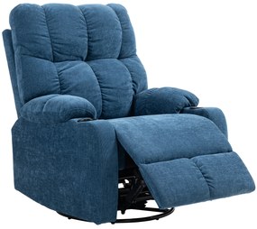 HOMCOM Fotel Relax z podnóżkiem, leżak obrotowy, do 150 kg, konstrukcja stalowa, 88x96x108cm, Granatowy