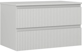Mexen Rivel szafka łazienkowa podumywalkowa 80 cm z blatem, 2 szuflady, ryflowana , szara mat - 91A20-08047-2-BFFC62