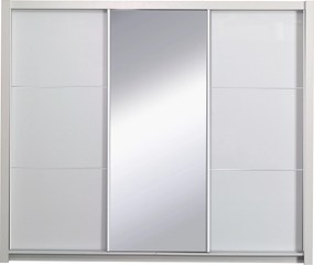 Szafa Przesuwna ALVORN 257,8 cm z Lustrem Szafa Trzydrzwiowa, Biały