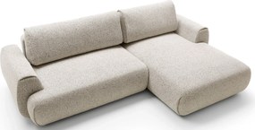 Beżowa melanżowa kanapa narożna z funkcją spania D5-A31