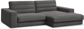 Antracytowy aksamitny narożnik (prawostronny/z szezlongiem) Sierra – Bobochic Paris