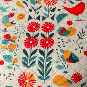 Narzuta na łóżko  RETRO BIRD kolorowy Rozmiar: 220 x 240 cm