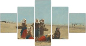 Obraz - Eugène Boudin, Women on the Beach at Berck, reprodukcje (125x70 cm)