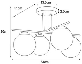 Złoto-biała lampa sufitowa z 4 szklanymi kloszami - A673-Didaro